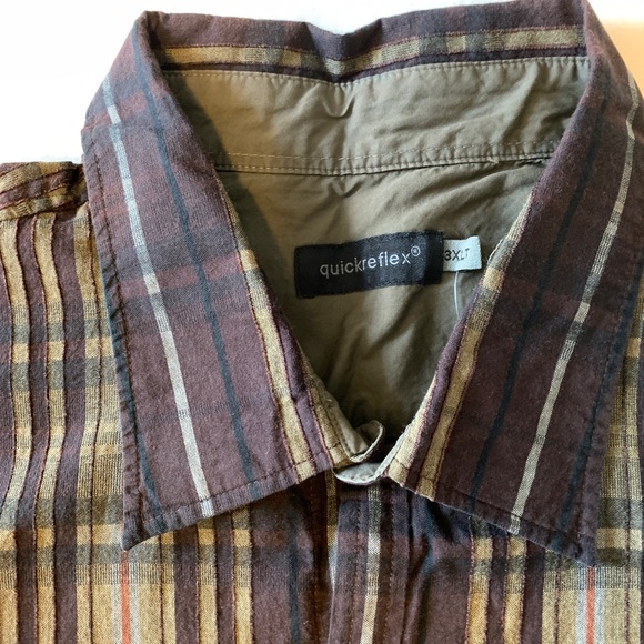 Quick Reflex Brown Plaid Mens Dress Shirt 3XT - Picture 11 of 13